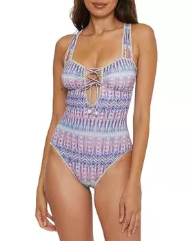 Купальник BECCA Tulum Kylam Metallic Bandeau One Piece, разноцветный