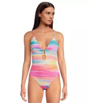 Купальник BECCA Verano Evelynn Buckle Plunge One Piece, цвет Mutlicolor