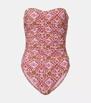 Купальник без бретелек со сборками Karla Colletto, розовый