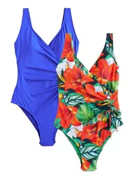 Купальник без косточек Next, цвет Cobalt blue/Orange red