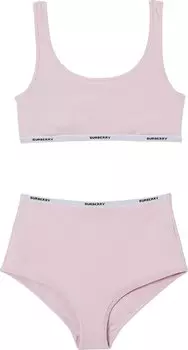 Купальник Burberry Tarnie Logo Tape Two-Piece Swimsuit 'Orchid Pink', розовый