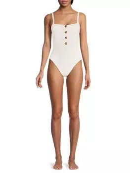 Купальник Цельный в Рубчик Sanctuary на пуговицах, coconut