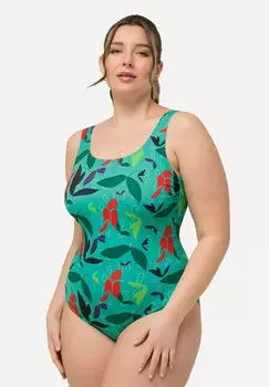 Купальник COLORFUL LEAF PRINT Ulla Popken, бирюзовый