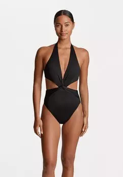 Купальник CUTOUT TWIST HALTER 1PC Lauren Ralph Lauren, черный