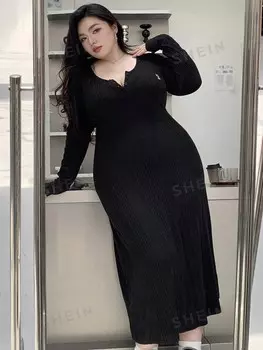 Купальник Dazy Plus с вышивкой животных, круглый вырез, однотонный Dazy, черный