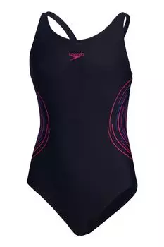 Купальник для девочек с мускулистой спиной и графикой Speedo, синий