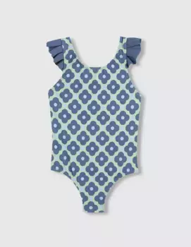 Купальник для девочек в стиле 60-х с рюшами Gocco, зеленый