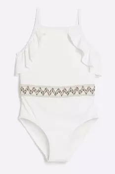 Купальник для девочки с эффектом растушевки и блестками River Island, белый