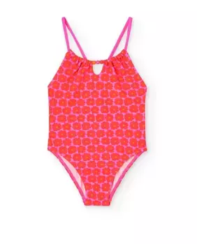 Купальник для девочки с цветочным принтом и перекрещенными бретелями Boboli, красный