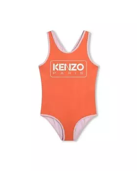 Купальник для девочки с логотипом спереди и перекрещенными бретелями Kenzo Kids, красный