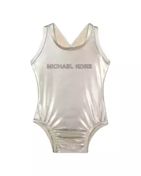 Купальник для девочки с логотипом спереди и перекрещенными бретелями Michael Kors, золотой