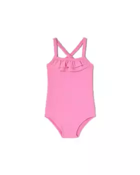 Купальник для девочки с перекрещенными бретелями и жаккардовым логотипом Tous, розовый