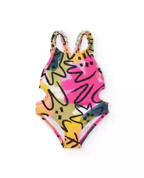 Купальник для девочки с принтом и разрезами по бокам Tuc tuc, многоцветный