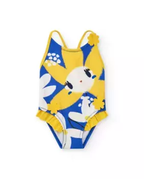 Купальник для девочки с принтом и рюшами и 3D деталями Tuc tuc, синий