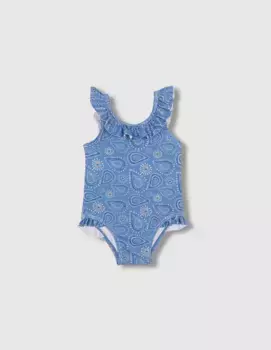 Купальник для девочки с принтом и оборками Gocco, синий