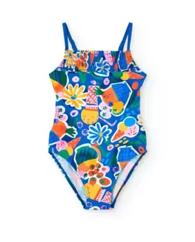 Купальник для девочки с принтом и регулируемыми тонкими бретелями Boboli, синий
