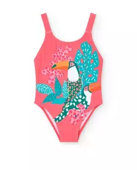 Купальник для девочки с принтом спереди Boboli, фуксия