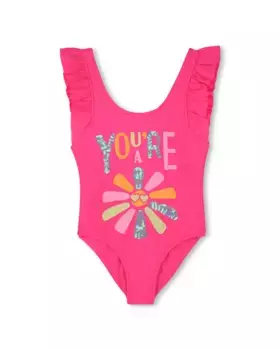 Купальник для девочки с рюшами и рисунком спереди Billieblush, цвет Rosa