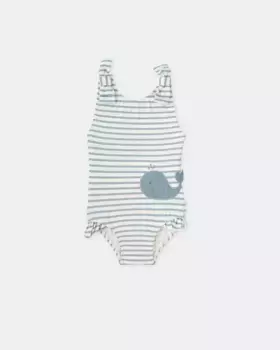 Купальник для девочки с вышитым китом Tutto Piccolo, синий индиго