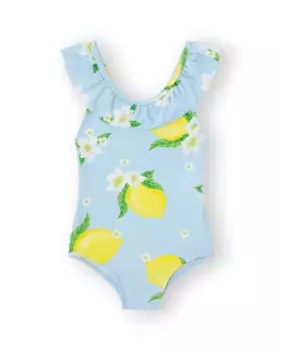 Купальник для девочки синего цвета с рюшами Canada House, синий