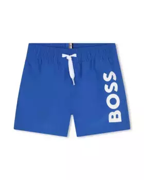 Купальник для мальчика с кулиской и логотипом на ножке BOSS Kidswear, синий