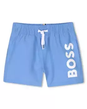 Купальник для мальчика с логотипом BOSS Kidswear, бирюзовый