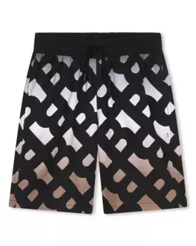 Купальник для мальчика с монограммным принтом и карманами BOSS Kidswear, черный