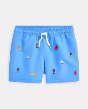 Купальник для мальчиков с множественной вышивкой Polo Ralph Lauren, синий