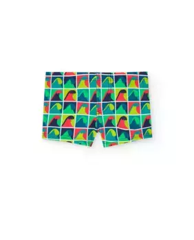 Купальник для мальчиков с мультипринтом в клетку и волнами Boboli, зеленый