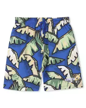 Купальник для мальчиков с принтом и кулиской Kenzo Kids, синий индиго