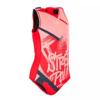 Купальник для водного поло слитный для девочек красный с принтом STREET Watko