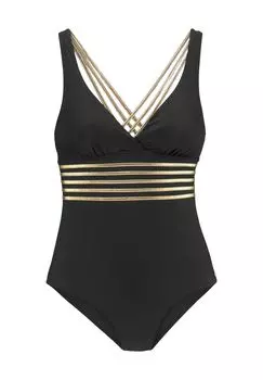 Купальник Elodie, мягкие чашки, двухцветный, женский LASCANA, цвет Black Gold