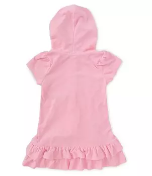 Купальник Flapdoodles Little Girls 2T-6X с короткими рукавами и капюшоном из французской терри, розовый
