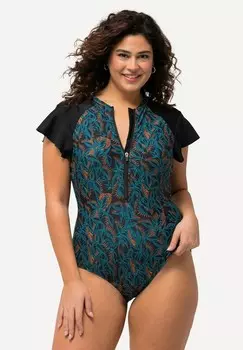 Купальник FRONT ZIP WITH SHORT SLEEVES Ulla Popken, черный