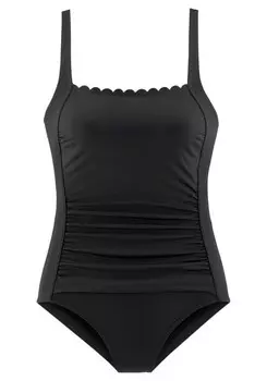 Купальник-футболка с бюстгальтером Lascana Camilla, черный