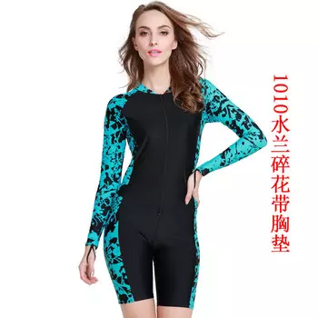 Купальник-гидрокостюм Shark Bart с длинными рукавами, который прикрывает тело и визуально стройнит, женский цельный купальник с цветочным принтом орхидеи и подушечкой на груди, размер S-XXL SBART