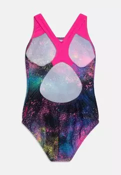 Купальник Girls Digital Splashback Speedo, черный/ярко-розовый/болотный/лимонная морось