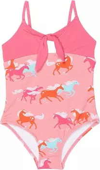 Купальник Hatley Kids Playful Horses Tie Front Swimsuit, розовый