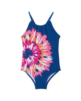 Купальник Hatley Shibori со сборками спереди и принтом тай-дай, синий