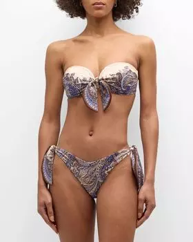 Купальник из двух частей Ottie с узором пейсли и шарфом Zimmermann, цвет Purple Paisley