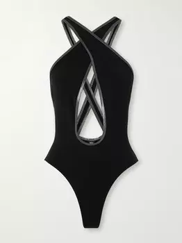 Купальник из крепа с металлизированной отделкой и вырезом «крендель» Lisa Marie Fernandez, черный