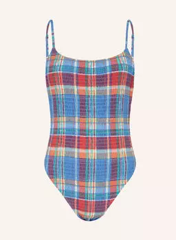 Купальник из мадраса с присборенной юбкой Polo Ralph Lauren, мультиколор