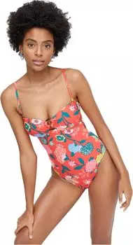 Купальник J.Crew Gavotte Floral Ring Bandeau Tank, цвет Red/Jade Multi