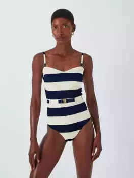 Купальник John Lewis Hello Sailor Stripe Belted, синий