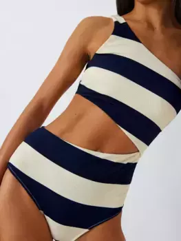Купальник John Lewis Hello Sailor Stripe Cut Out, синий