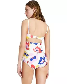 Купальник Kate Spade New York Summer Floral Smocked Underwire One-Piece, слоновая кость