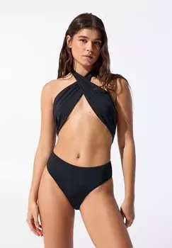 Купальник KNOT HALTER PULL&BEAR, черный