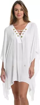 Купальник La Blanca Capri Stripe Lace-Up Caftan, белый