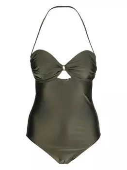 Купальник Laurel с вырезом халтер Zimmermann, зеленый