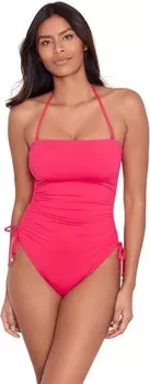 Купальник Lauren Ralph Lauren Beach Club Solids Ruched Strapless One Piece, розовый